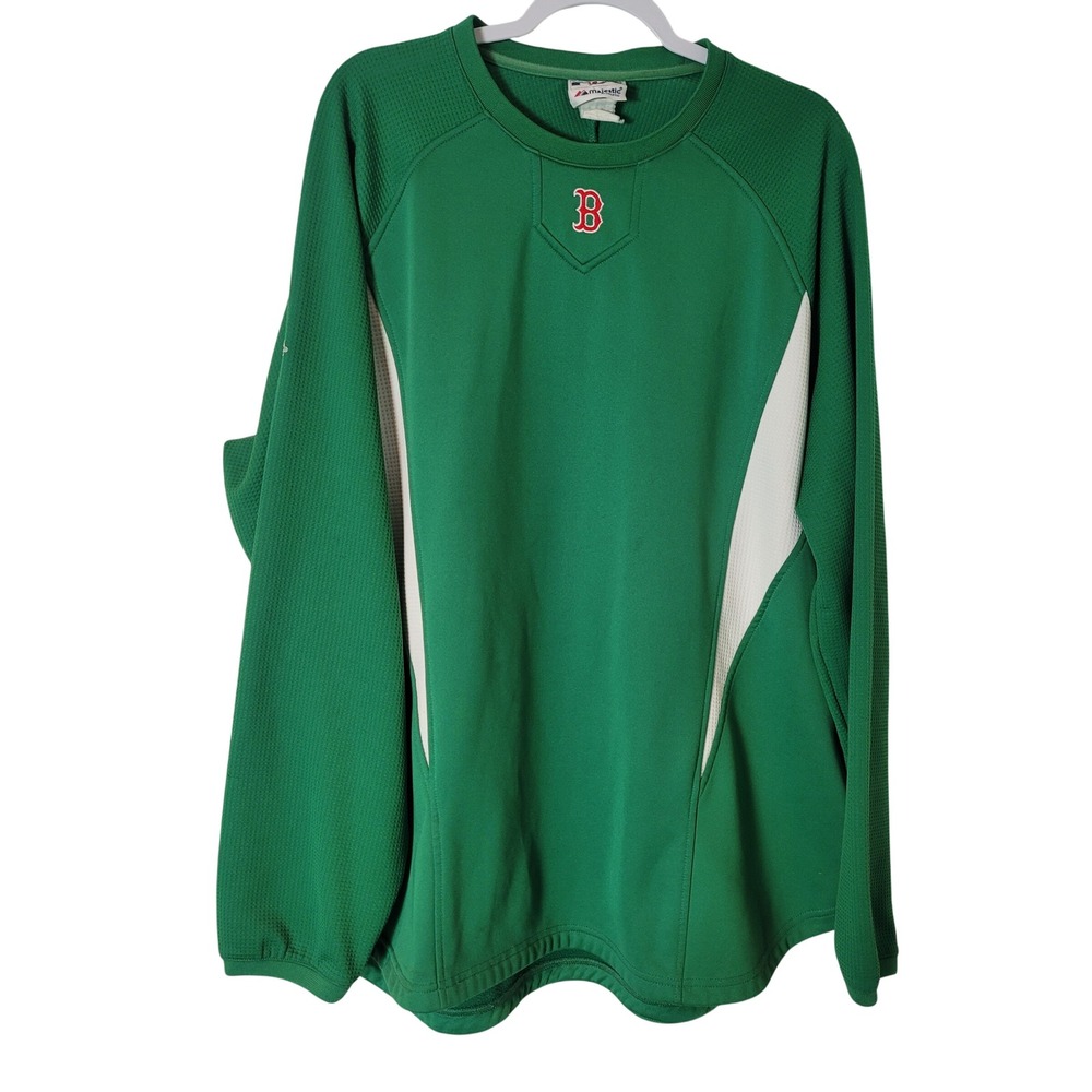 Majestic Boston Red Sox MLB Therma Base Green Pullover Training Shirt Mens XXL